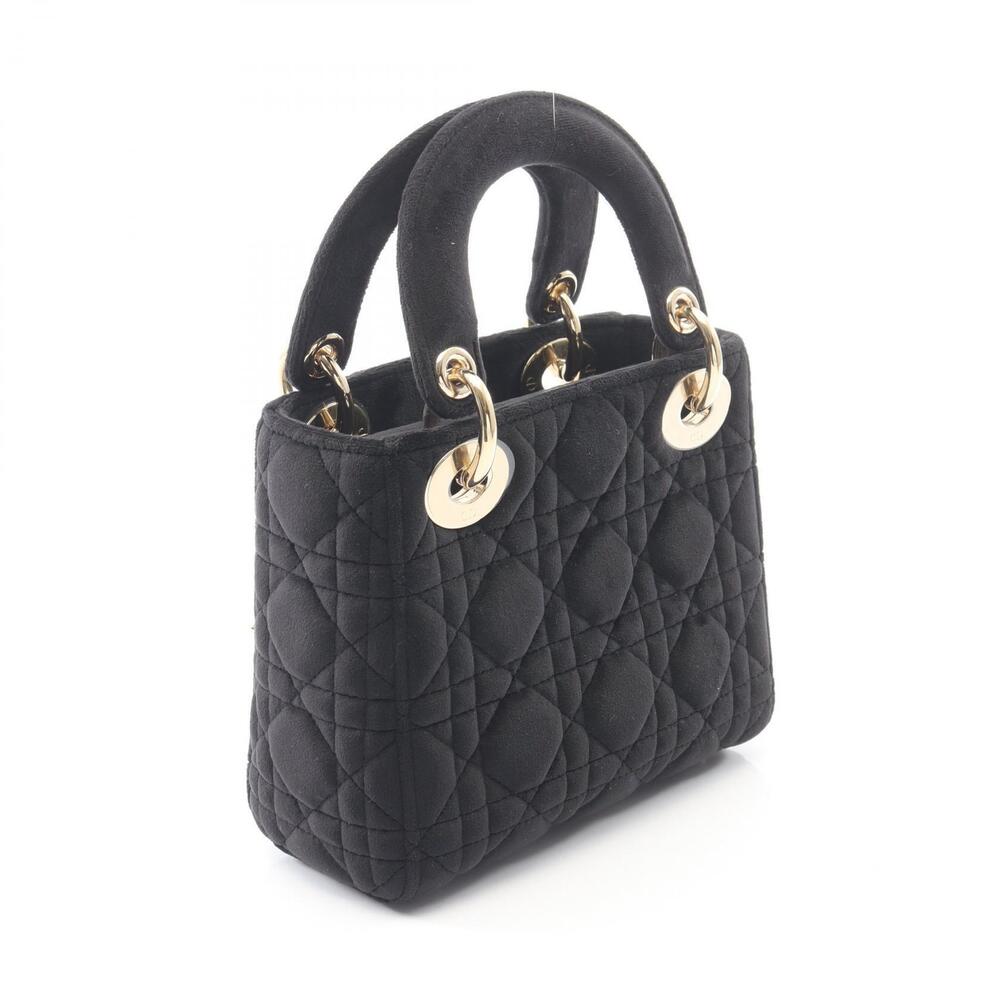 Dior Christian Handbag Black Lady Cannage Black